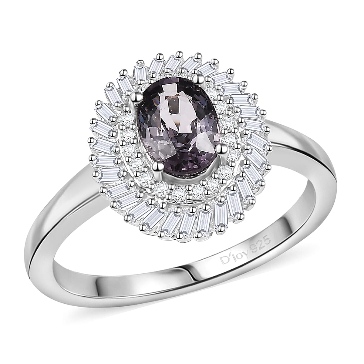 D'Joy Royal Lavender Spinel and Diamond 1.20 ctw Floral Ring in Rhodium Over Sterling Silver (Size 9.0) image number 0