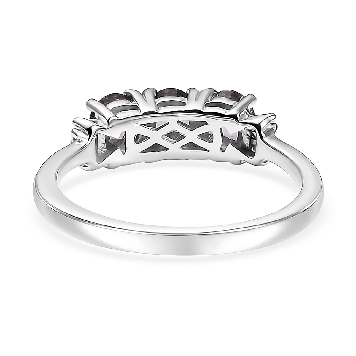 D'Joy Royal Lavender Spinel and Diamond 1.30 ctw Trilogy Ring in Rhodium Over Sterling Silver (Size 9.0) image number 4