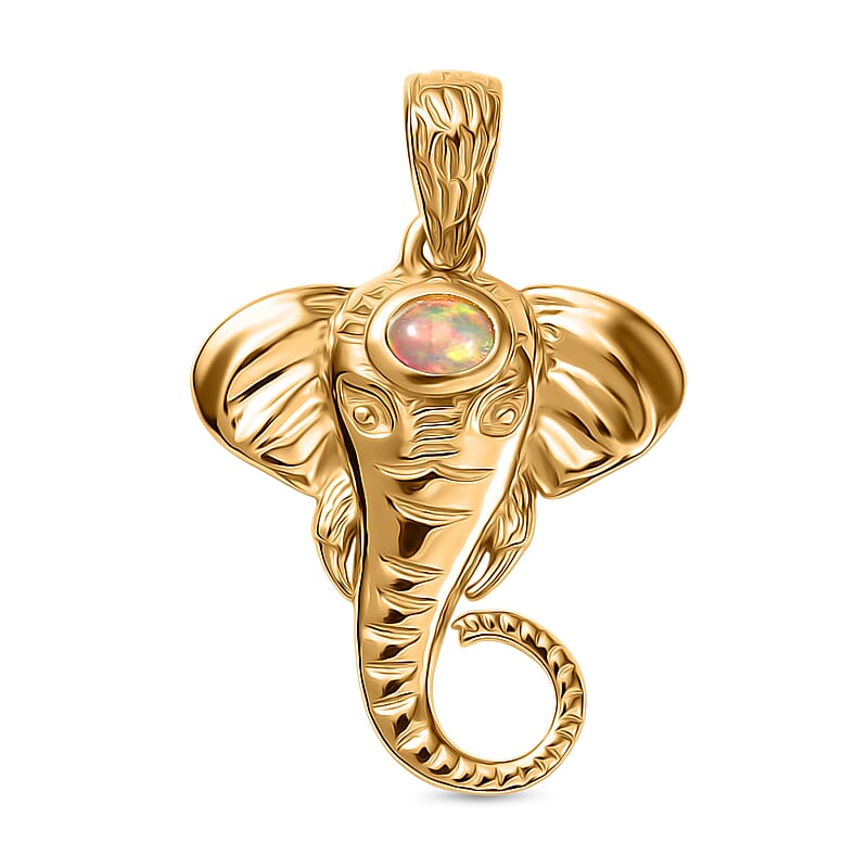 D'Joy Premium Ethiopian Welo Opal 0.10 ctw Pendant without Chain in 18K Vermeil YG Over Sterling Silver