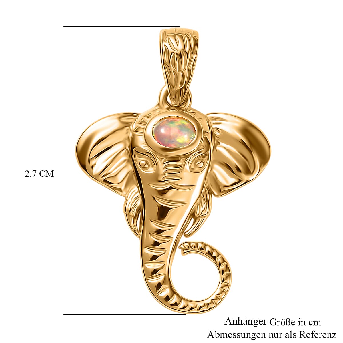 D'Joy Premium Ethiopian Welo Opal 0.10 ctw Pendant without Chain in 18K Vermeil YG Over Sterling Silver