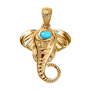 D'Joy Sleeping Beauty Turquoise 0.20 ctw Fancy Pendant without Chain in 18K Vermeil Yellow Gold Over Sterling Silver
