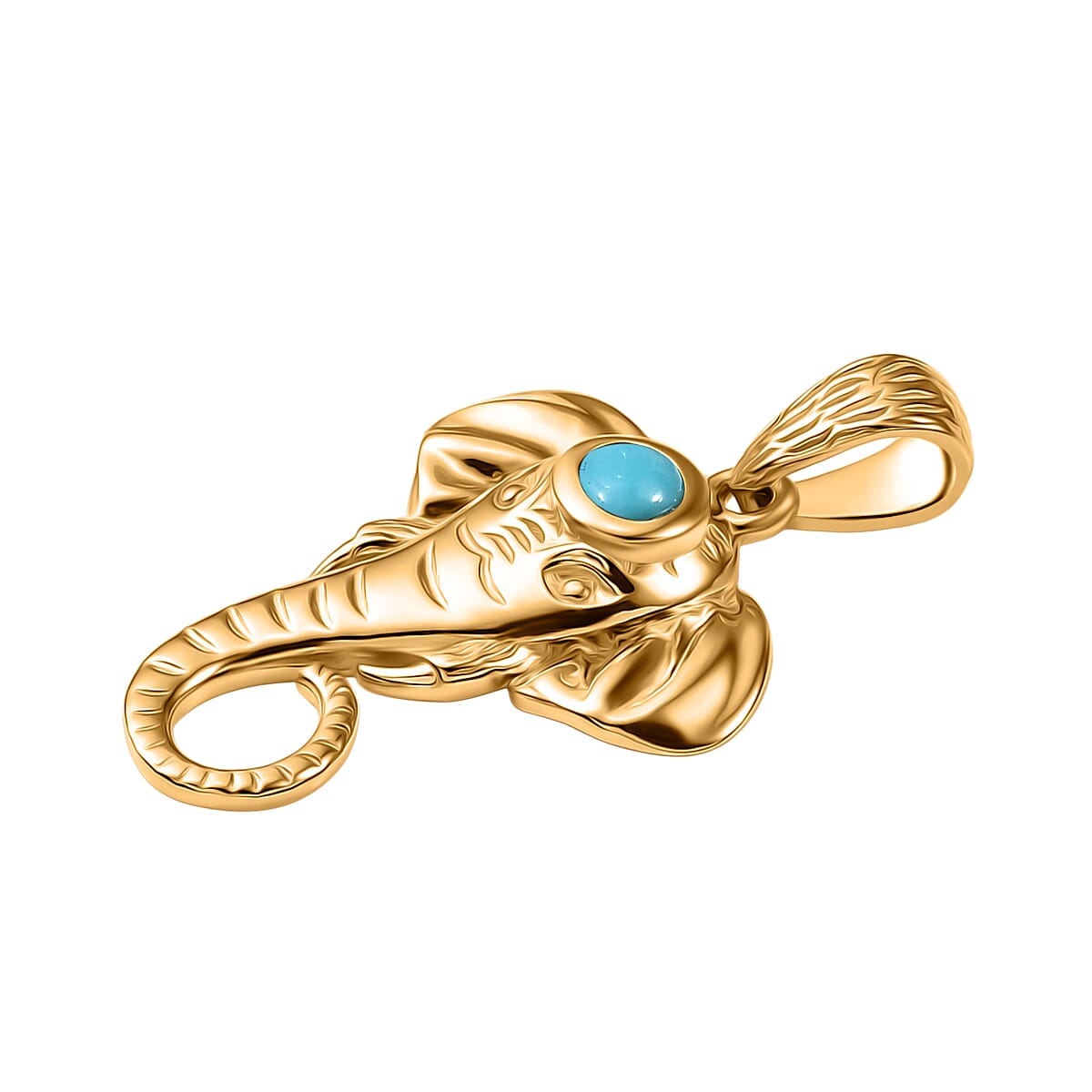 D'Joy Sleeping Beauty Turquoise 0.20 ctw Fancy Pendant without Chain in 18K Vermeil Yellow Gold Over Sterling Silver image number 3