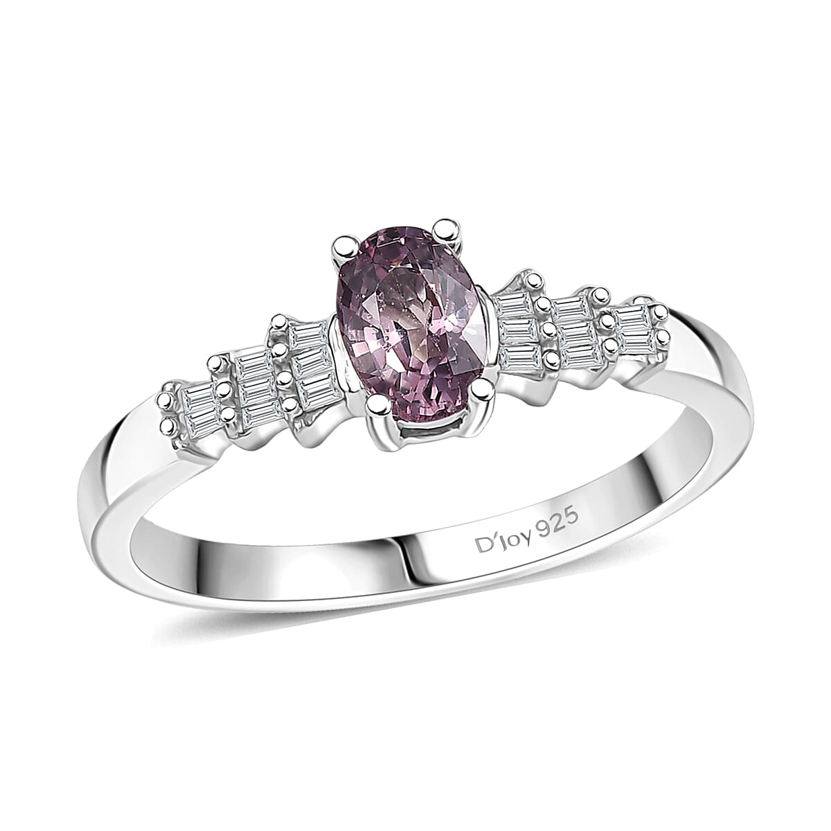 D'Joy Royal Lavender Spinel and Diamond 0.65 ctw Ruffled Collar Ring in Rhodium Over Sterling Silver (Size 6.0) image number 0