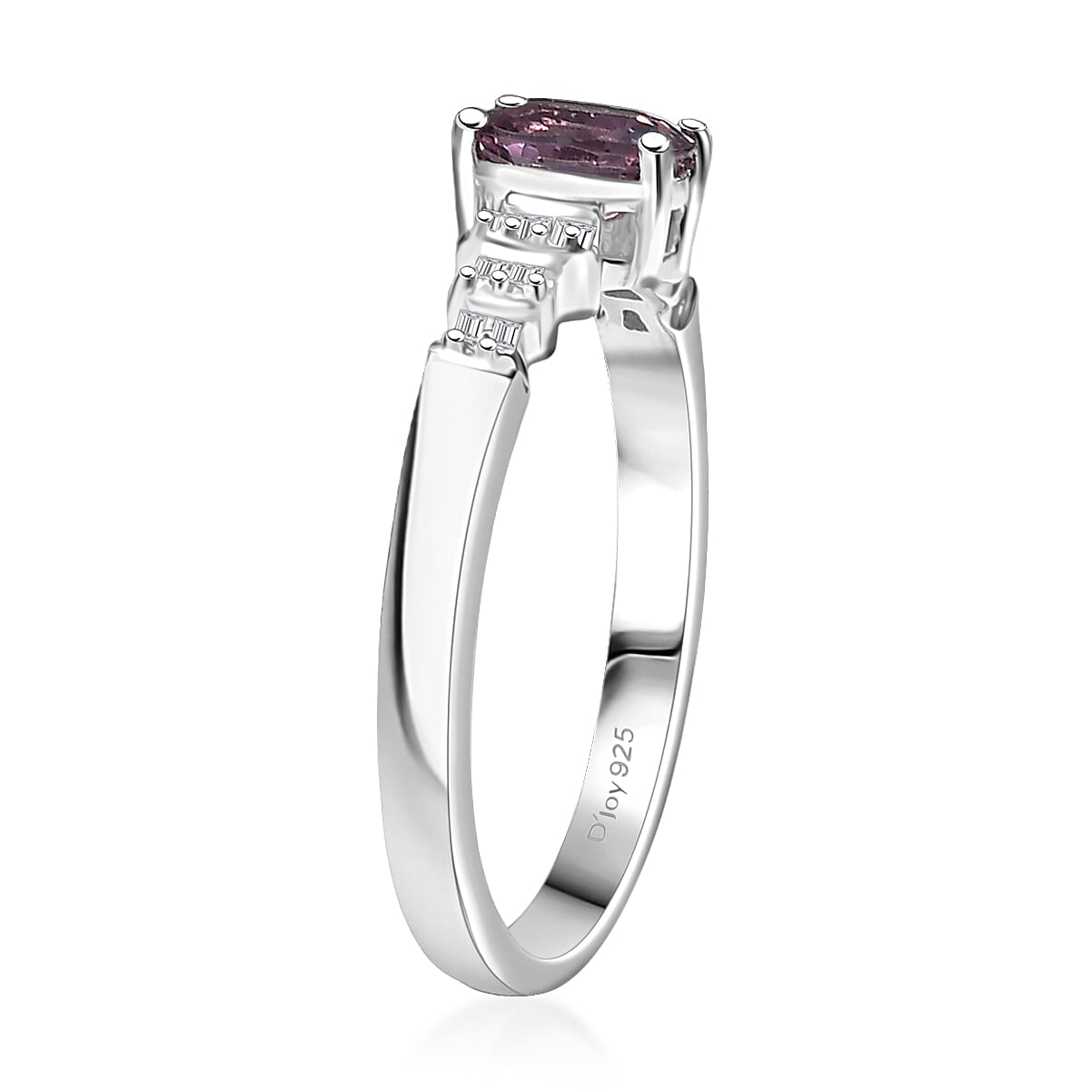 D'Joy Royal Lavender Spinel and Diamond 0.65 ctw Ruffled Collar Ring in Rhodium Over Sterling Silver (Size 6.0) image number 3