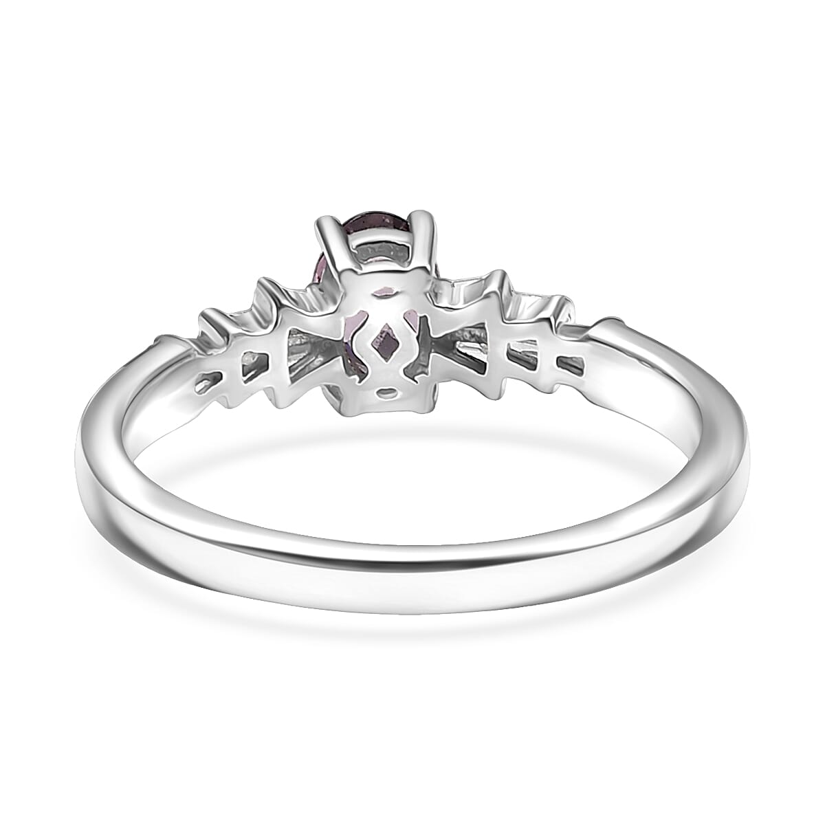 D'Joy Royal Lavender Spinel and Diamond 0.65 ctw Ruffled Collar Ring in Rhodium Over Sterling Silver (Size 6.0) image number 4