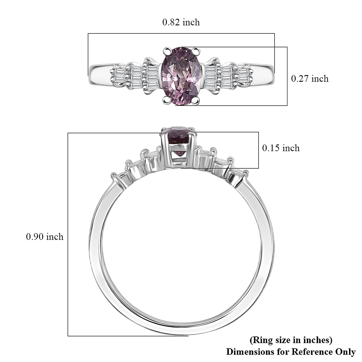 D'Joy Royal Lavender Spinel and Diamond 0.65 ctw Ruffled Collar Ring in Rhodium Over Sterling Silver (Size 6.0) image number 5
