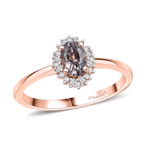 D'Joy Royal Lavender Spinel and Diamond 0.65 ctw Celestial Halo Ring in 18K Vermeil Rose Gold Over Sterling Silver (Size 10.0)