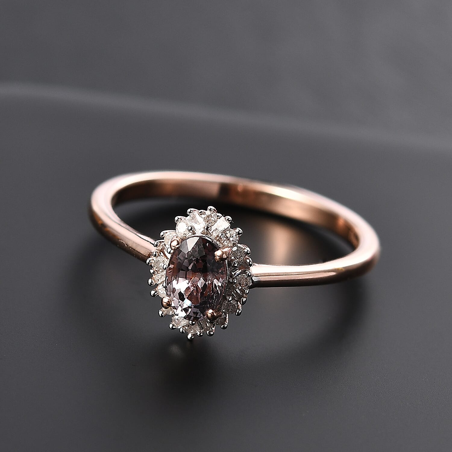 D'Joy Royal Lavender Spinel and Diamond 0.65 ctw Celestial Halo Ring in 18K Vermeil Rose Gold Over Sterling Silver (Size 10.0)