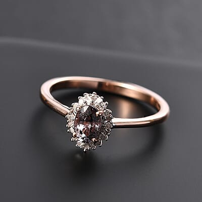 D'Joy Royal Lavender Spinel and Diamond 0.65 ctw Celestial Halo Ring in 18K Vermeil Rose Gold Over Sterling Silver (Size 10.0)