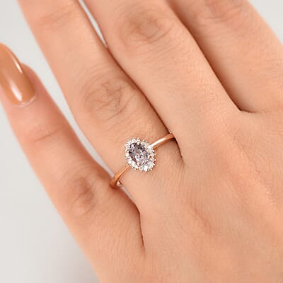 D'Joy Royal Lavender Spinel and Diamond 0.65 ctw Celestial Halo Ring in 18K Vermeil Rose Gold Over Sterling Silver (Size 10.0)