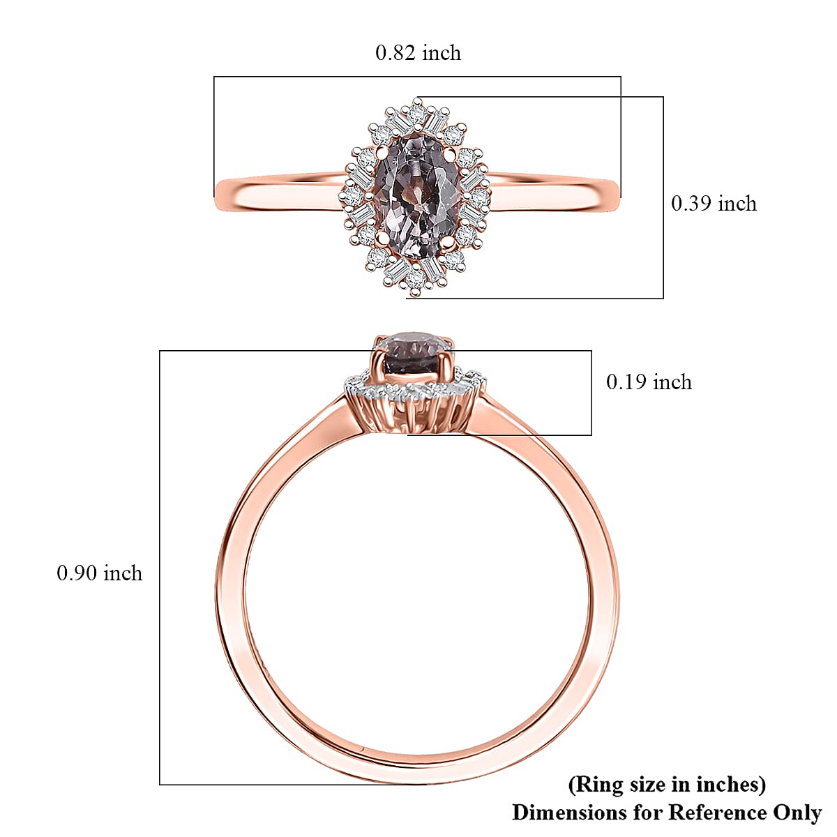 D'Joy Royal Lavender Spinel and Diamond 0.65 ctw Celestial Halo Ring in 18K Vermeil Rose Gold Over Sterling Silver (Size 10.0)