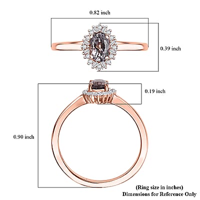 D'Joy Royal Lavender Spinel and Diamond 0.65 ctw Celestial Halo Ring in 18K Vermeil Rose Gold Over Sterling Silver (Size 10.0)
