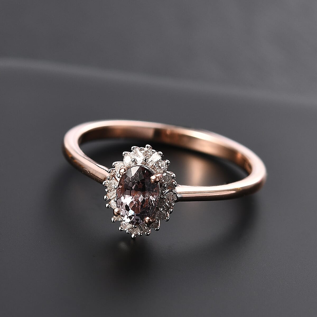D'Joy Royal Lavender Spinel and Diamond 0.65 ctw Celestial Halo Ring in 18K Vermeil Rose Gold Over Sterling Silver (Size 7.0) image number 1