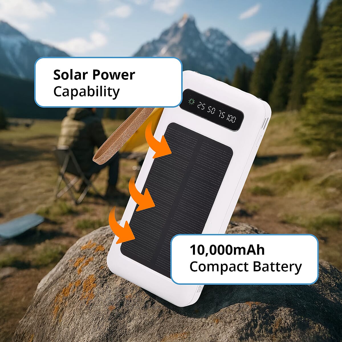 White Power Bank with Emergency LED Torch and 4 Built-in Cables (10000mAh) image number 4