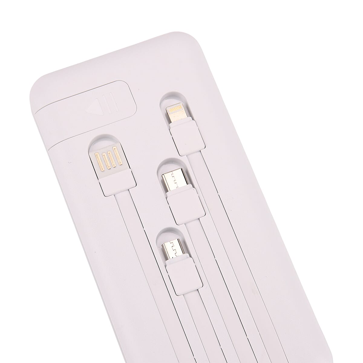 White Power Bank with Emergency LED Torch and 4 Built-in Cables (10000mAh) image number 6