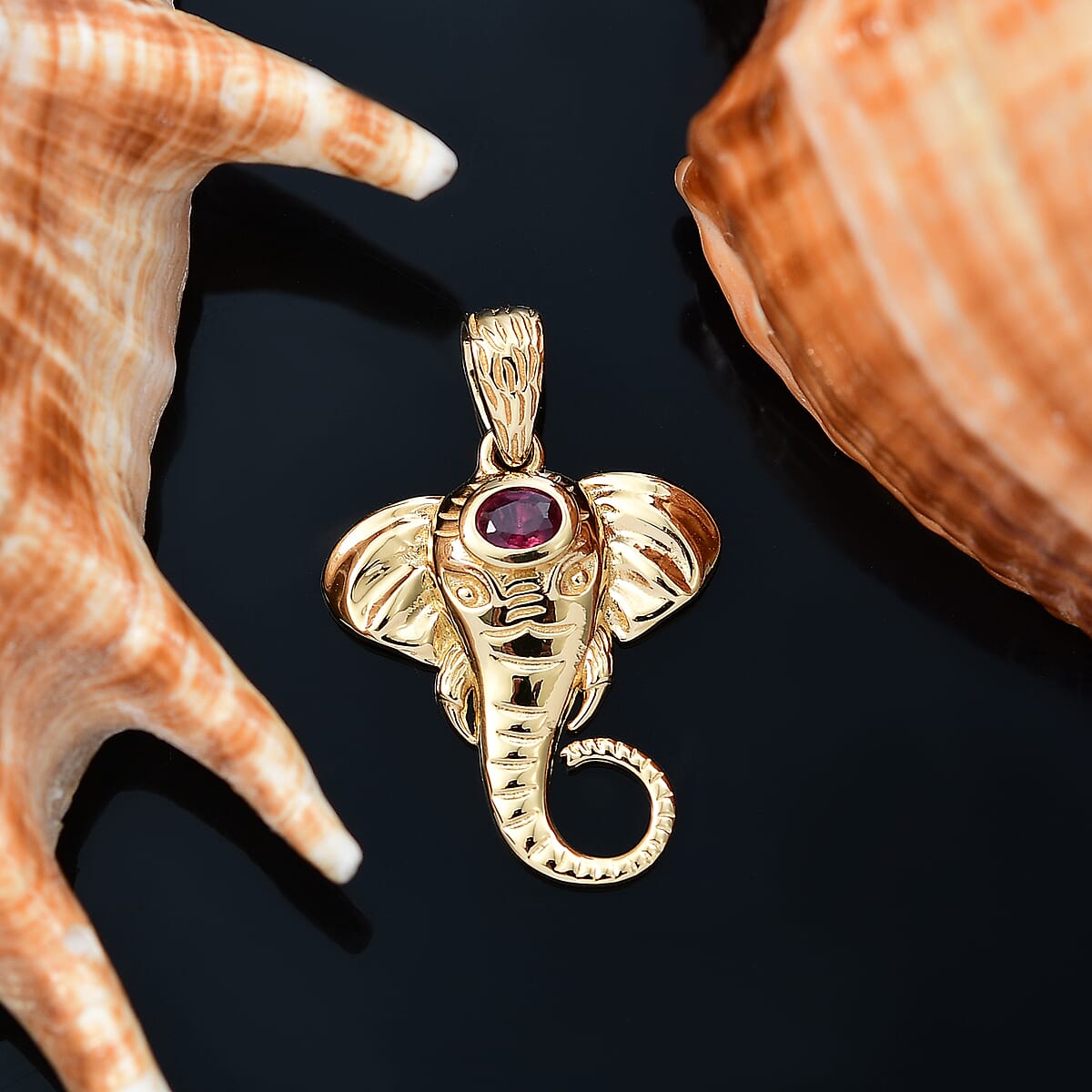 D'Joy African Ruby 0.25 ctw Pendant without Chain in 18K Vermeil YG Over Sterling Silver image number 1