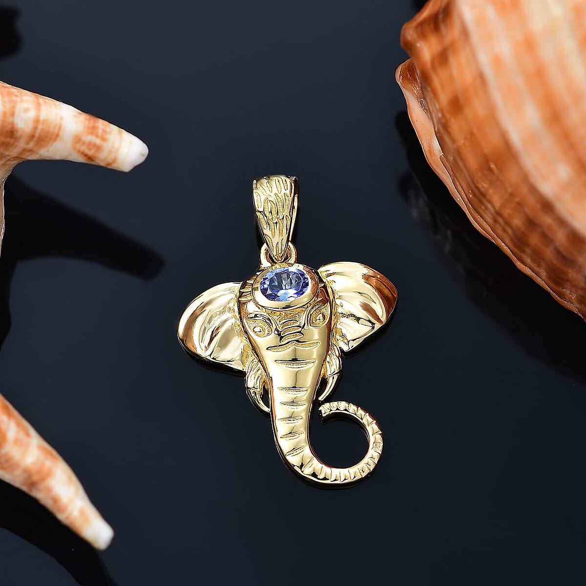 D'Joy Tanzanite 0.20 ctw Fancy Pendant without Chain in 18K Vermeil Yellow Gold Over Sterling Silver image number 1