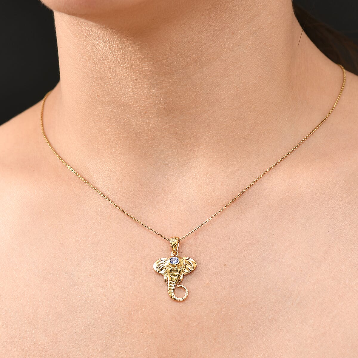 D'Joy Tanzanite 0.20 ctw Fancy Pendant without Chain in 18K Vermeil Yellow Gold Over Sterling Silver image number 2