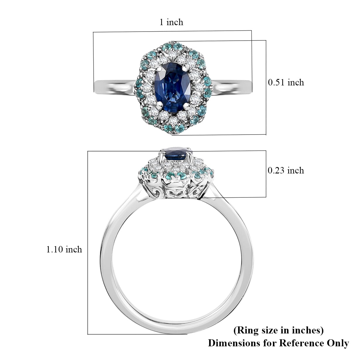 Certified & Appraised Rhapsody AAAA Ceylon Blue Sapphire, Paraiba Tourmaline and E-F VS Diamond 1.50 ctw Ring in 950 Platinum (Size 10.0) 8 Grams (Del. in 10-12 Days)  image number 5