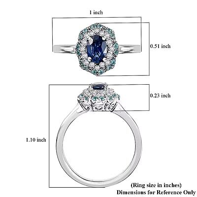 Certified & Appraised Rhapsody 950 Platinum AAAA Ceylon Blue Sapphire, Paraiba Tourmaline and Diamond (E-F, VS) (0.24 cts) Ring (Size 12.0) (8 g) 1.50 ctw