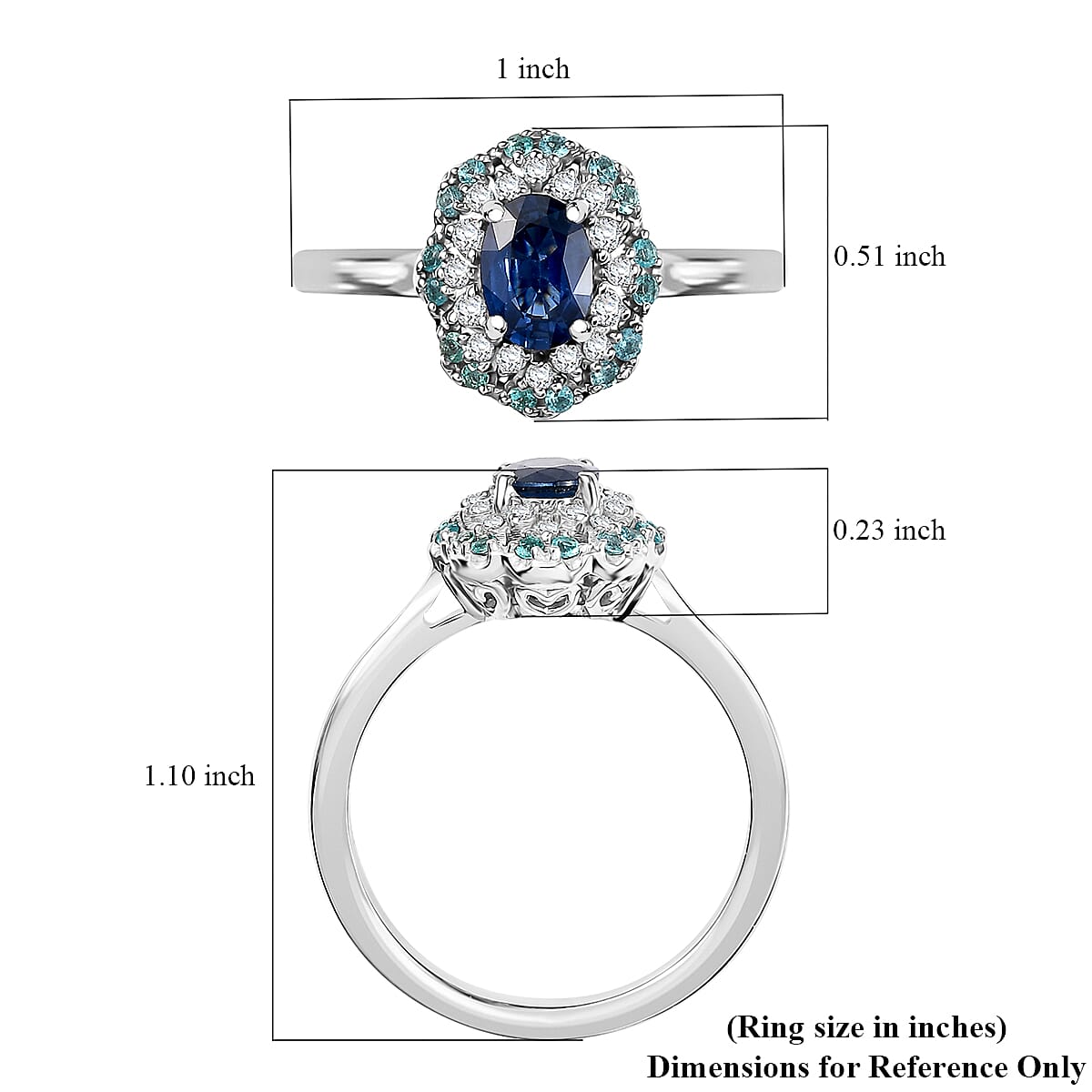 Certified & Appraised Rhapsody AAAA Ceylon Blue Sapphire, Paraiba Tourmaline and E-F VS Diamond 1.50 ctw Ring in 950 Platinum (Size 6.0) 8 Grams image number 5