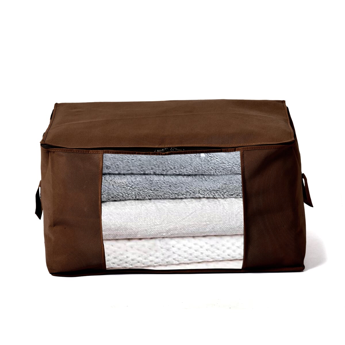 Ankur's Treasure Chest Set of 5 Brown Non-Woven Fabric Storage Bag with Clear Window (13.7"x23.6"x16.9") image number 1