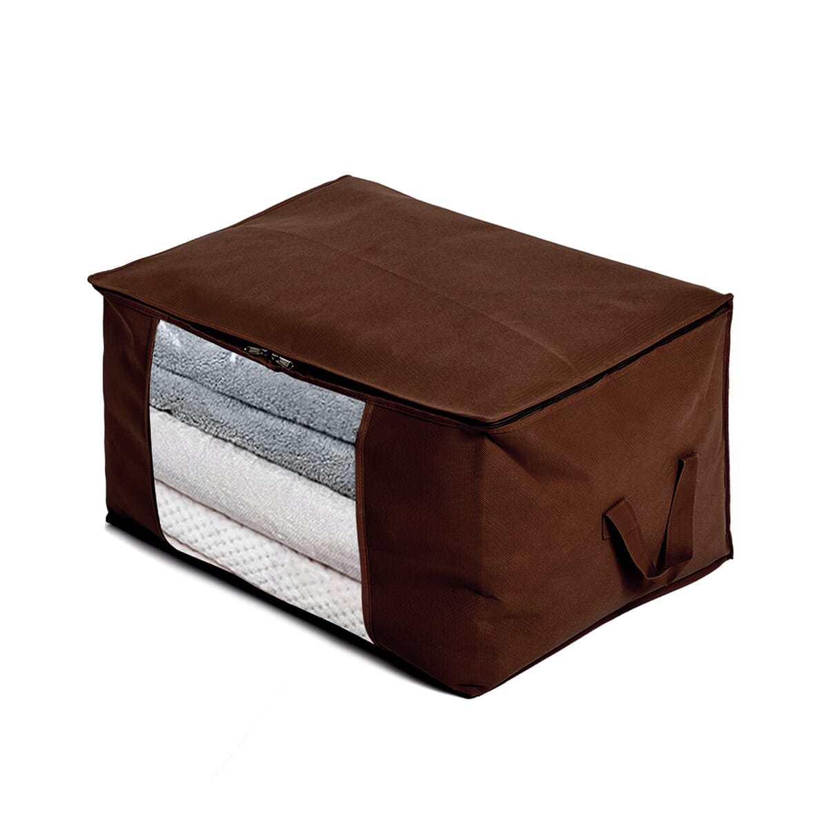 Ankur's Treasure Chest Set of 5 Brown Non-Woven Fabric Storage Bag with Clear Window (13.7"x23.6"x16.9") image number 3