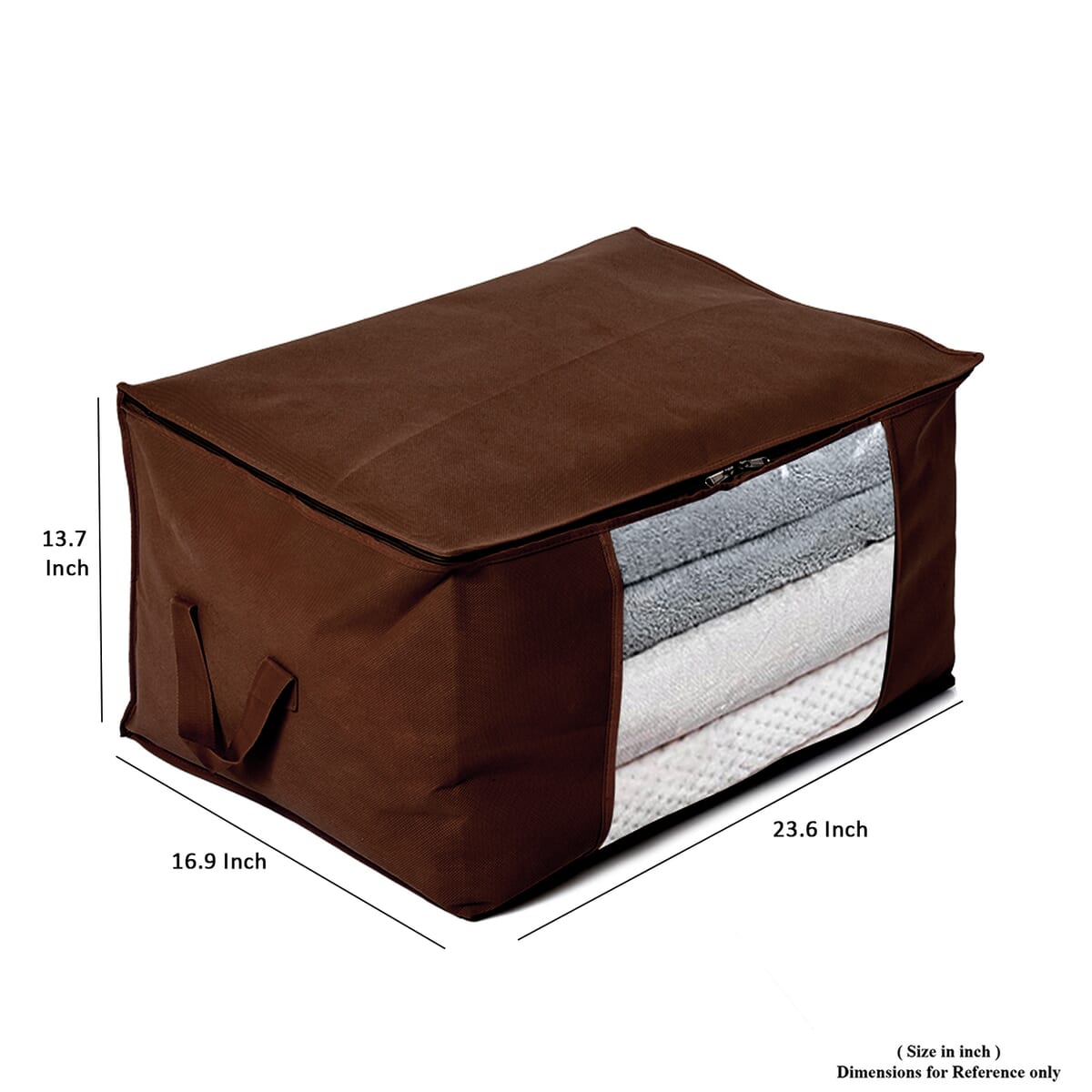 Ankur's Treasure Chest Set of 5 Brown Non-Woven Fabric Storage Bag with Clear Window (13.7"x23.6"x16.9") image number 6