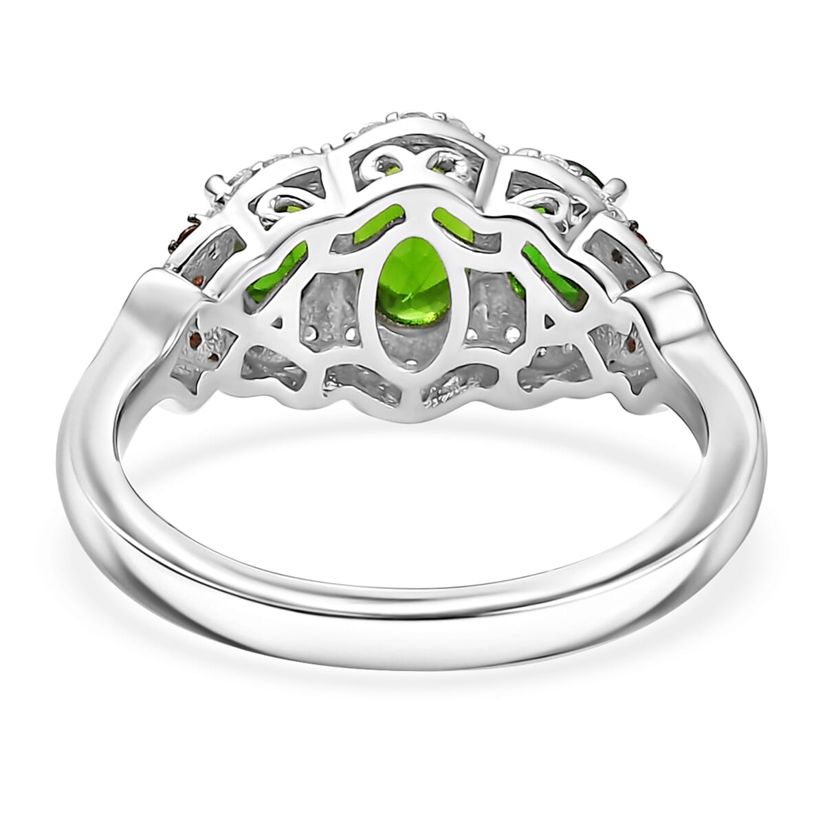 D'Joy Chrome Diopside, Brown and White Zircon 2.00 ctw Ring in Rhodium Over Sterling Silver (Size 10.0) image number 4