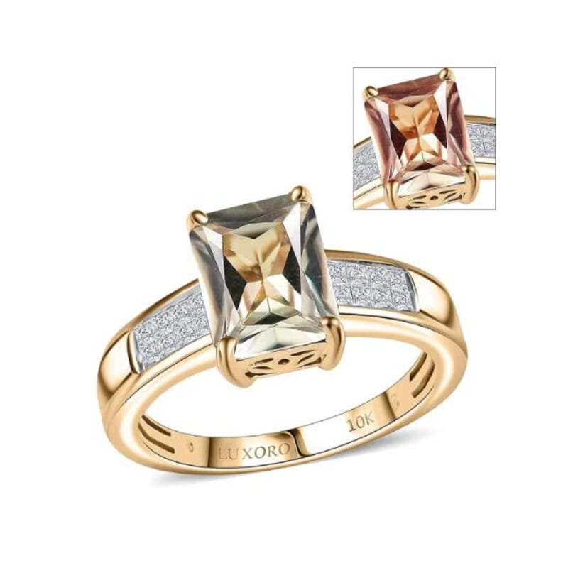 Luxoro AAA Turkizite and Diamond I2 2.90 ctw Art Deco Ring in 10K Yellow Gold (Size 10.0)