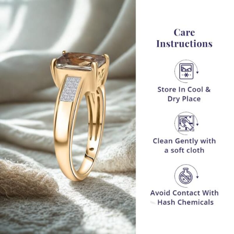 Luxoro AAA Turkizite and Diamond I2 2.90 ctw Art Deco Ring in 10K Yellow Gold (Size 10.0)