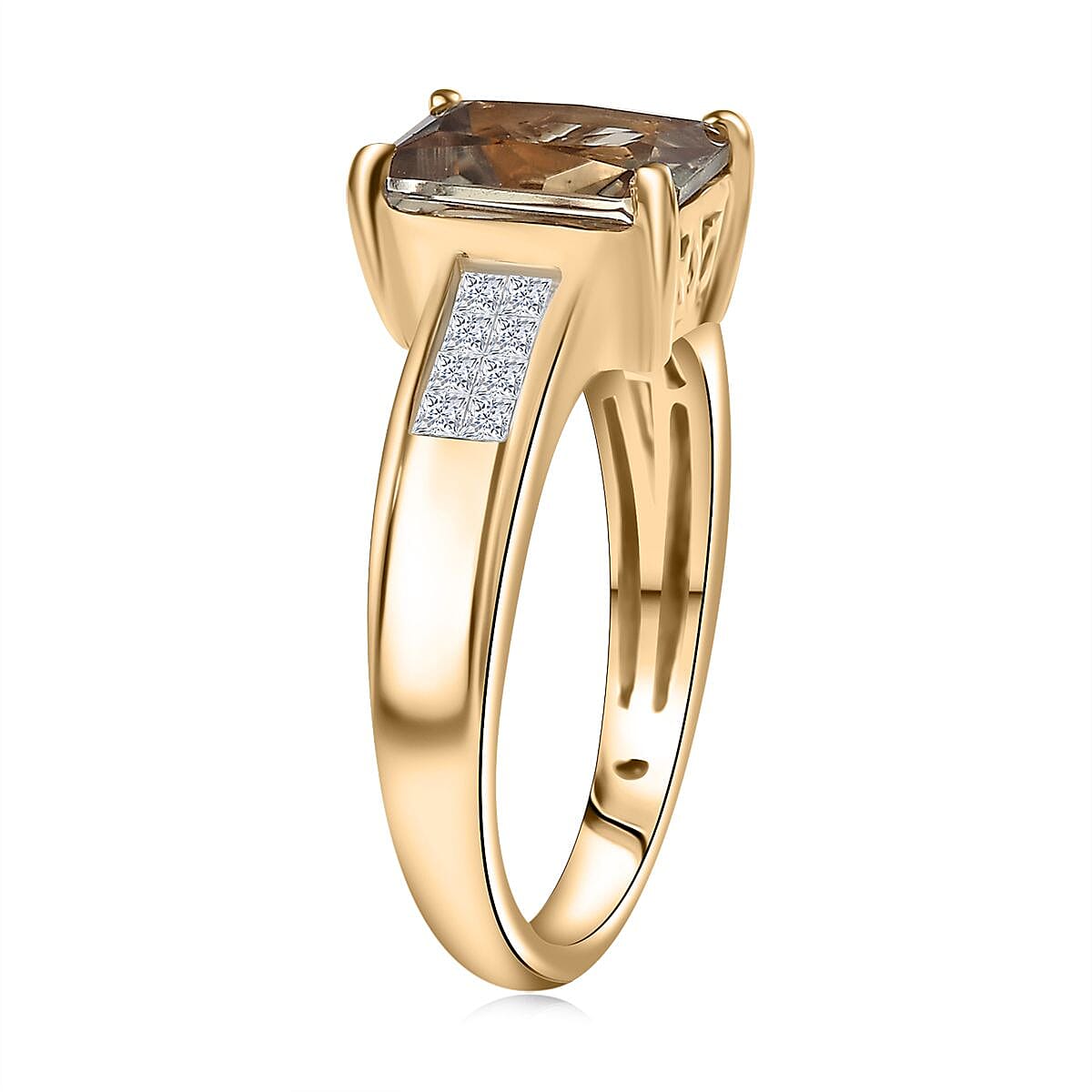 Luxoro AAA Turkizite and Diamond I2 2.90 ctw Art Deco Ring in 10K Yellow Gold (Size 7.0) image number 3