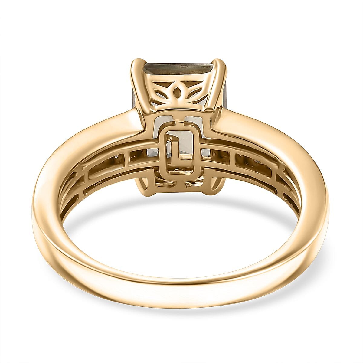 Luxoro AAA Turkizite and Diamond I2 2.90 ctw Art Deco Ring in 10K Yellow Gold (Size 7.0) image number 4