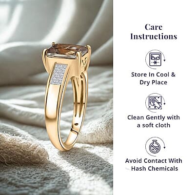 Luxoro AAA Turkizite and Diamond I2 2.90 ctw Art Deco Ring in 10K Yellow Gold (Size 7.0)