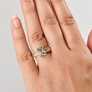 Luxoro AAA Turkizite and Diamond I2 2.90 ctw Art Deco Ring in 10K Yellow Gold (Size 8.0)