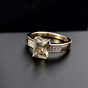 Luxoro AAA Turkizite and Diamond I2 2.90 ctw Art Deco Ring in 10K Yellow Gold (Size 9.0)
