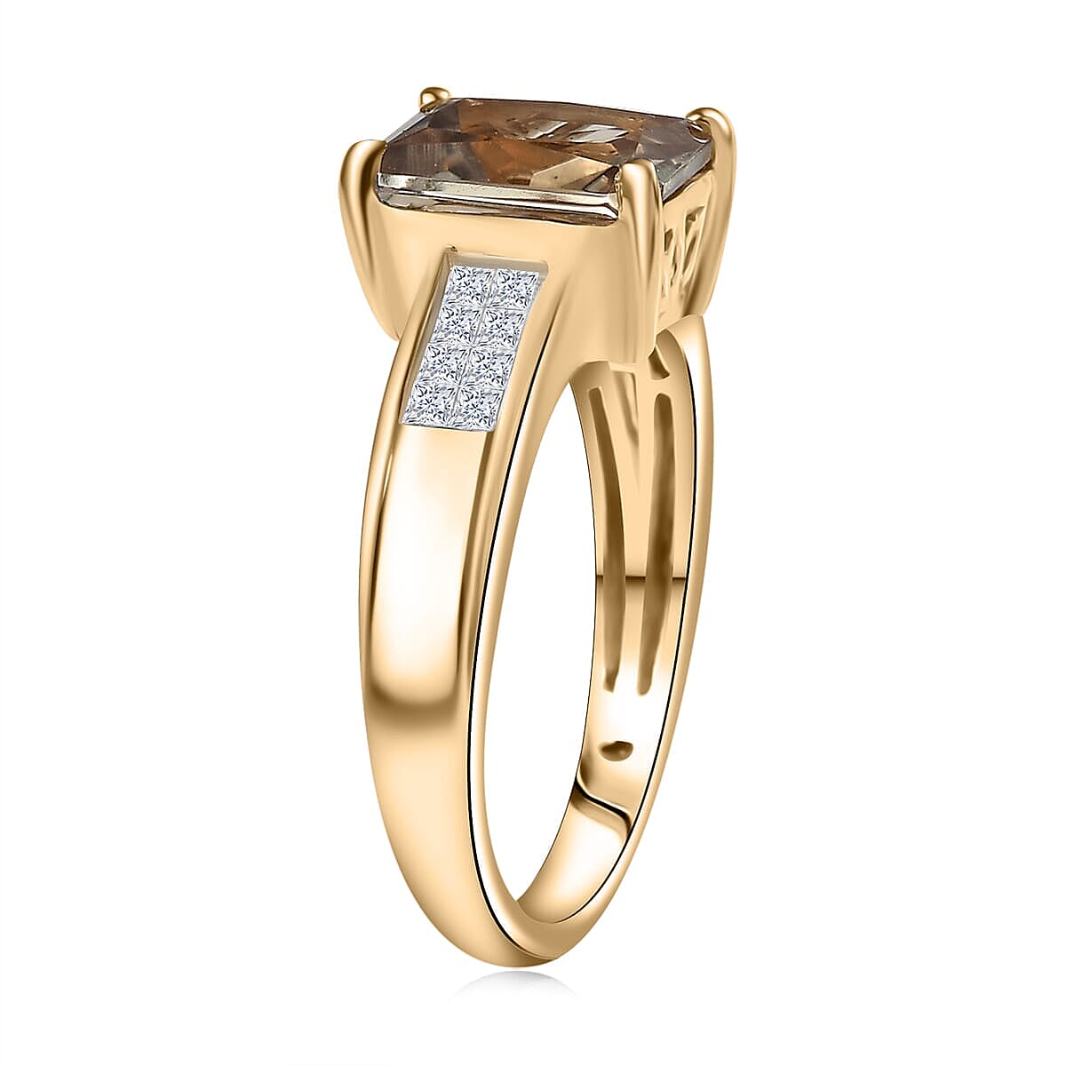 Luxoro AAA Turkizite and Diamond I2 2.90 ctw Art Deco Ring in 10K Yellow Gold (Size 9.0) image number 3