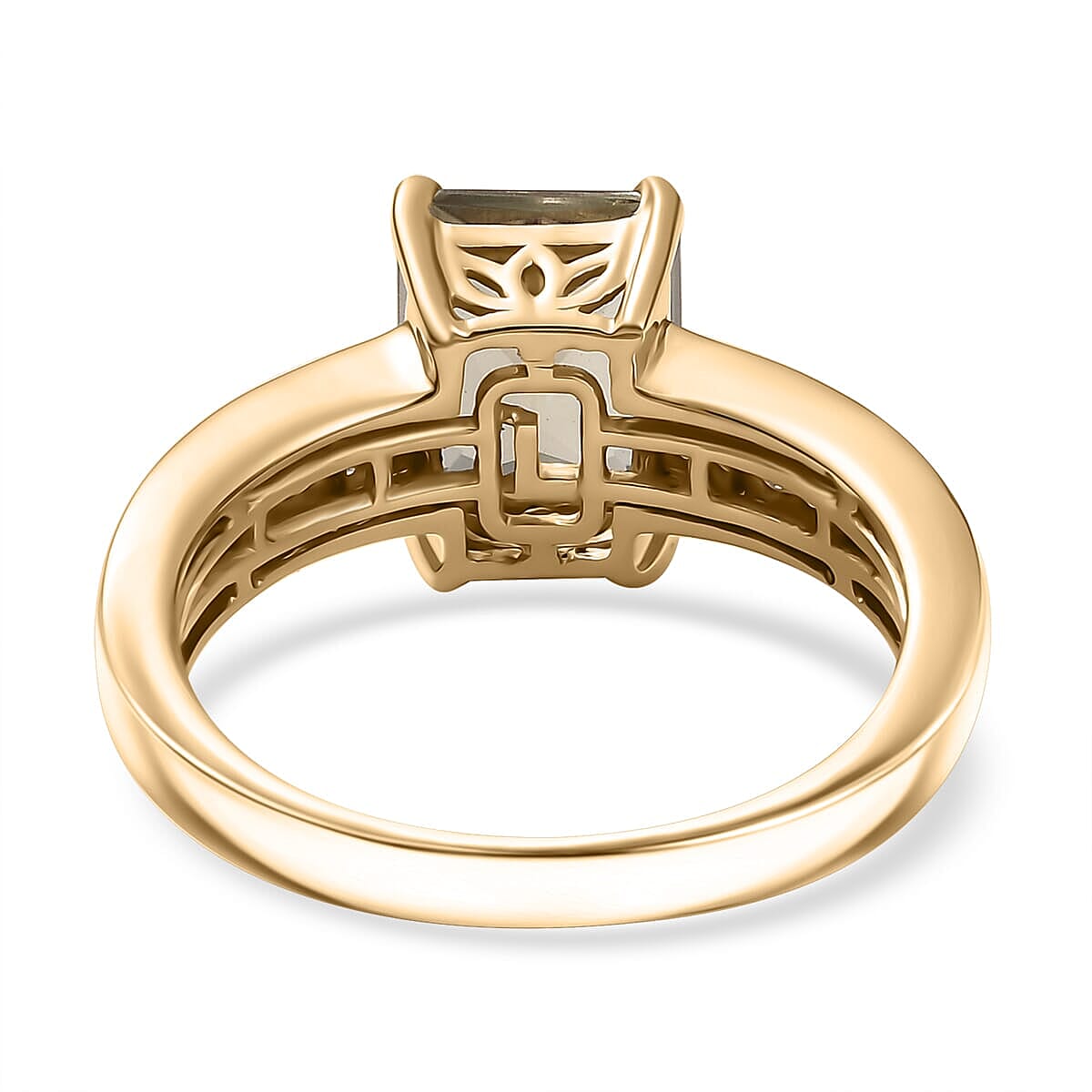 Luxoro AAA Turkizite and Diamond I2 2.90 ctw Art Deco Ring in 10K Yellow Gold (Size 9.0) image number 4