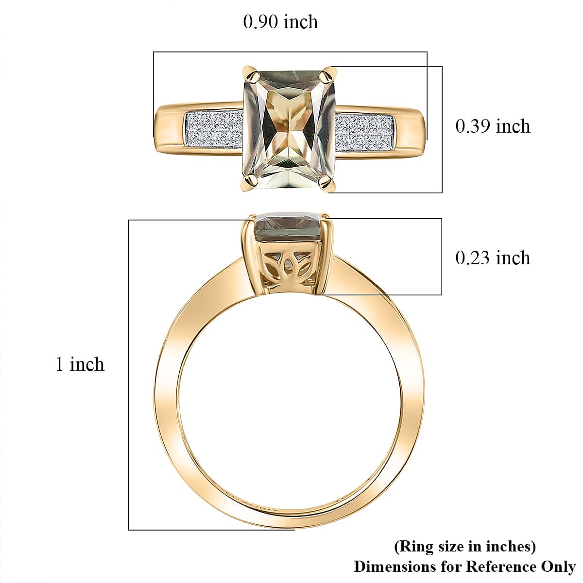 Luxoro AAA Turkizite and Diamond I2 2.90 ctw Art Deco Ring in 10K Yellow Gold (Size 9.0) image number 5