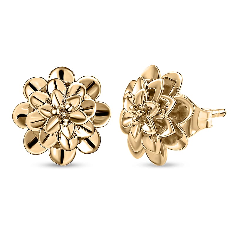Blossom Elegance Floral Earrings in 10K Yellow Gold 2.20 Grams