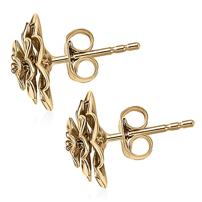 Blossom Elegance Floral Earrings in 10K Yellow Gold 2.20 Grams