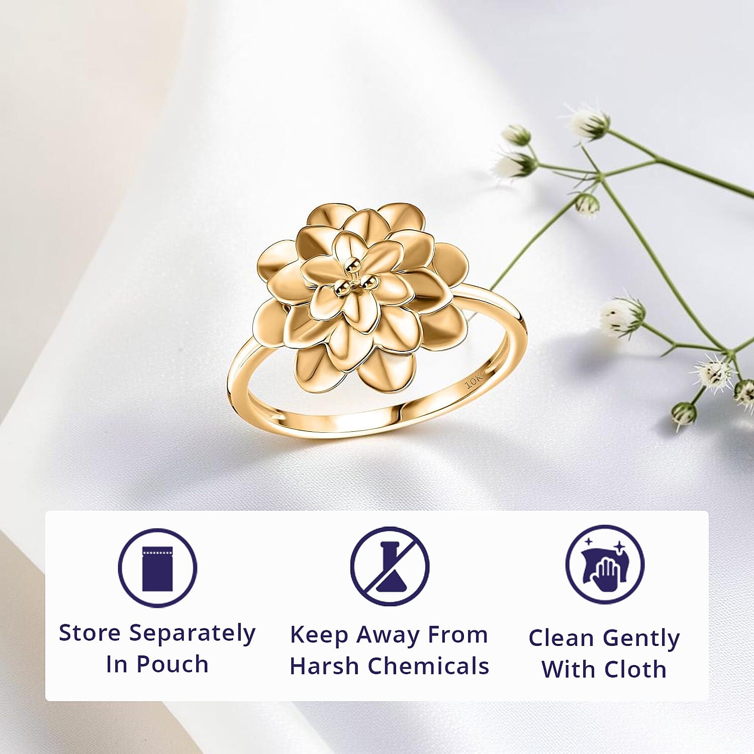 Floral Ring in 10K Yellow Gold (Size 10.0) 3.19 Grams