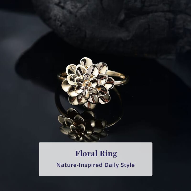 Blossom Elegance Floral Ring in 10K Yellow Gold (Size 6.0) 3.35 Grams