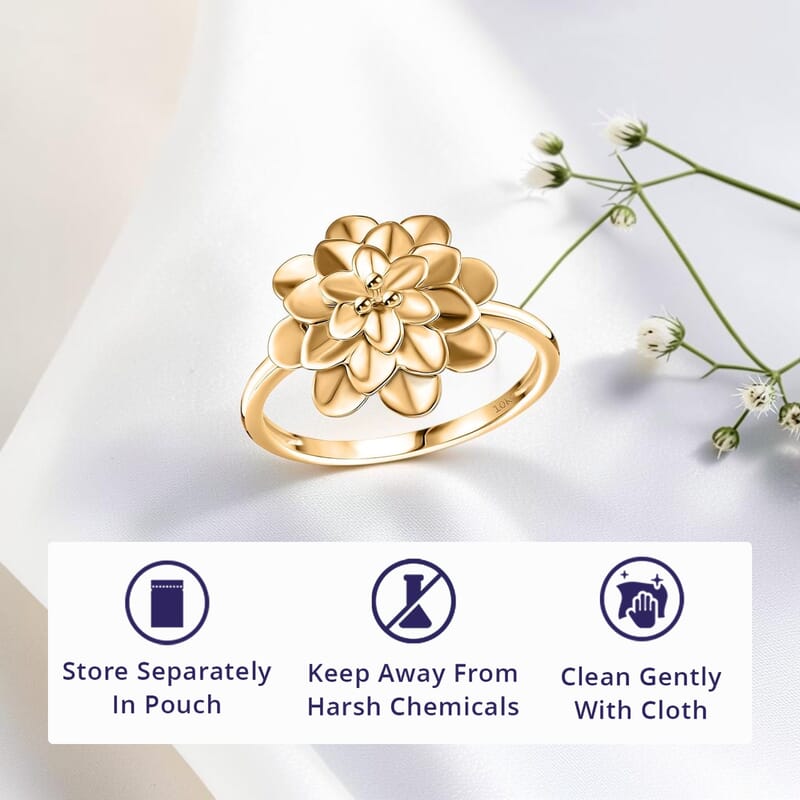 Blossom Elegance Floral Ring in 10K Yellow Gold (Size 6.0) 3.35 Grams