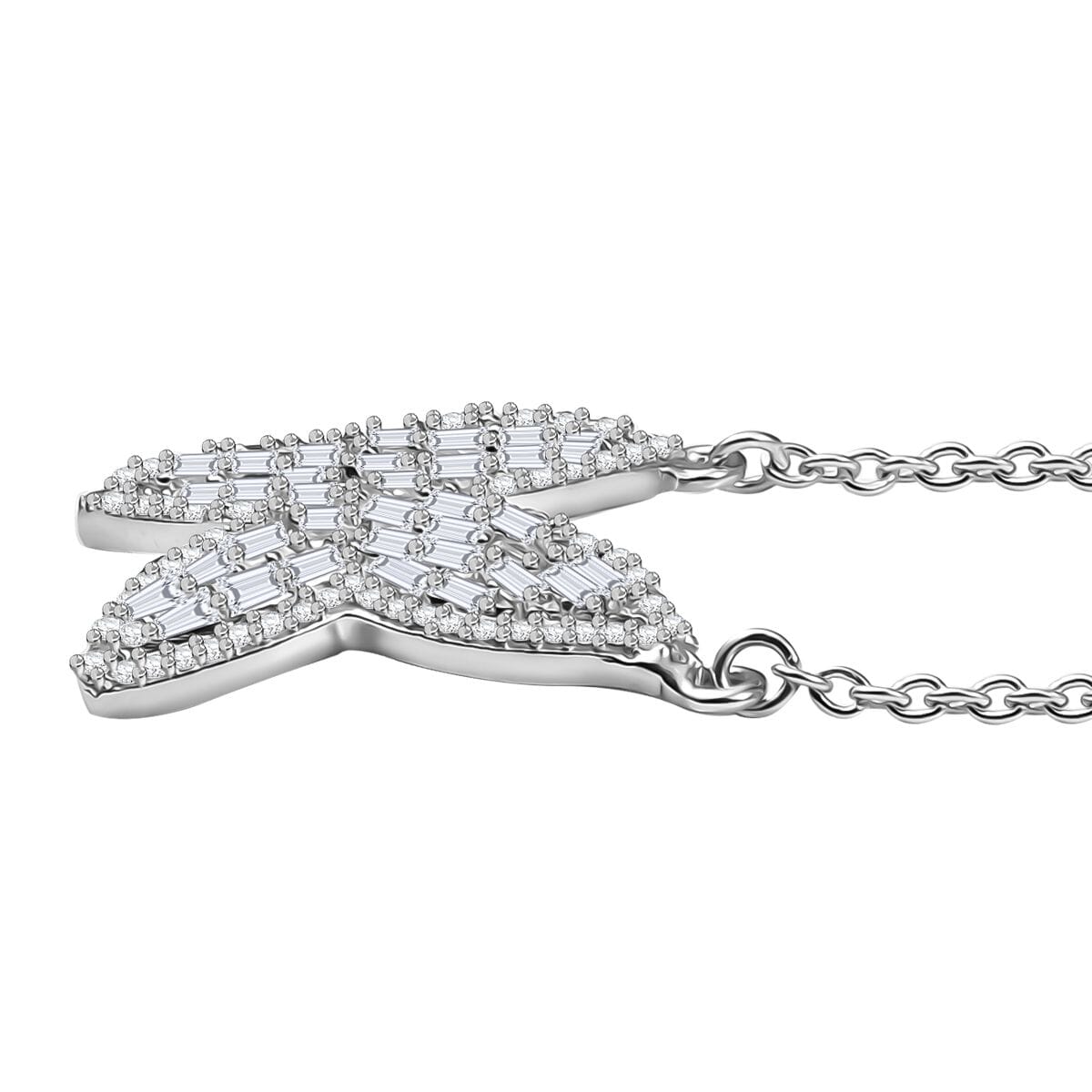 GP Trionfo Collection Diamond 1.00 ctw Butterfly Necklace in Rhodium Over Sterling Silver 18 Inches image number 3
