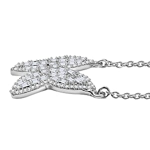 GP Trionfo Collection Diamond 1.00 ctw Butterfly Necklace in Rhodium Over Sterling Silver 18 Inches