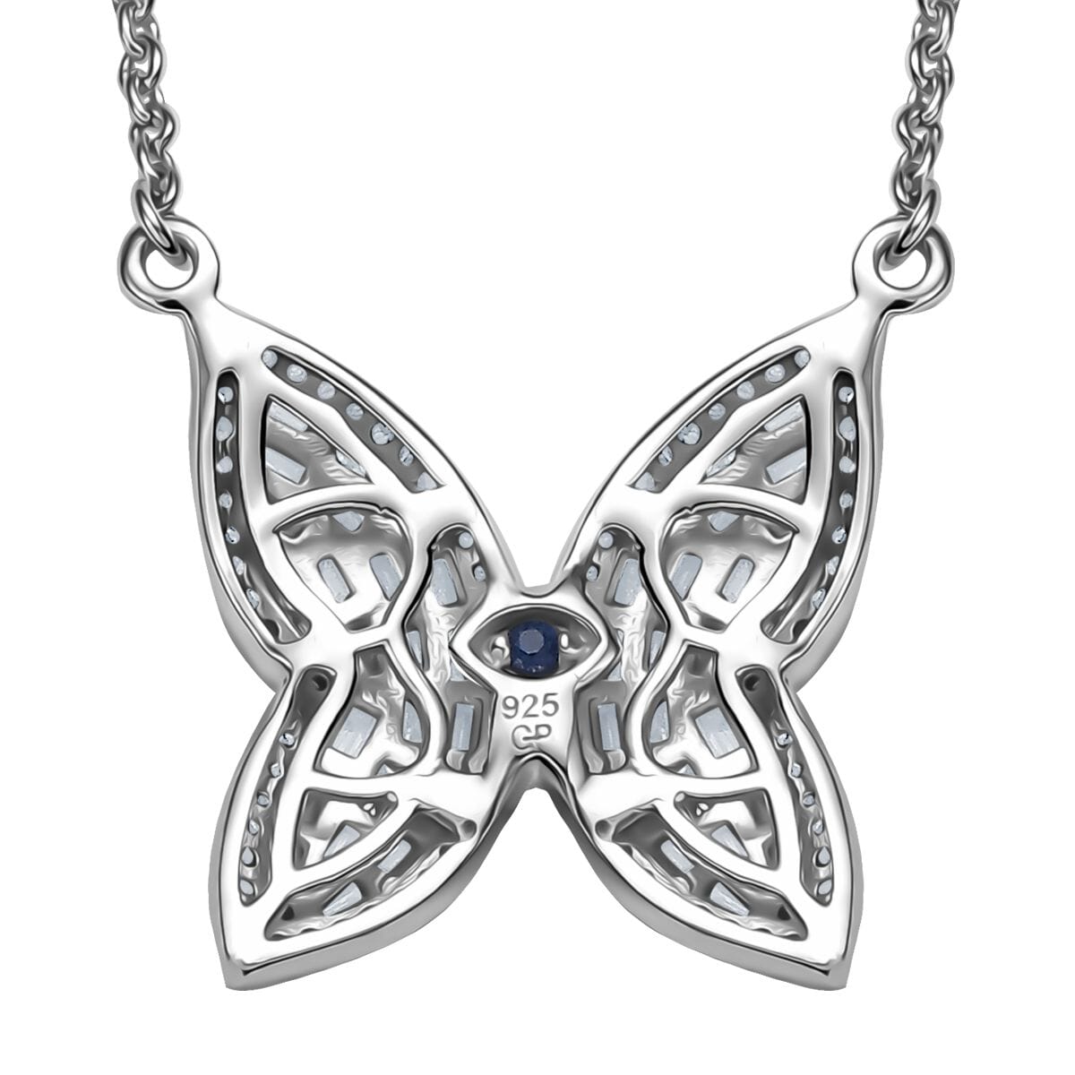 GP Trionfo Collection Diamond 1.00 ctw Butterfly Necklace in Rhodium Over Sterling Silver 18 Inches image number 4
