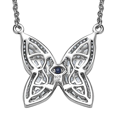 GP Trionfo Collection Diamond 1.00 ctw Butterfly Necklace in Rhodium Over Sterling Silver 18 Inches