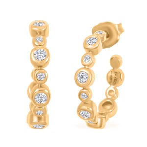 GSI Certified Luxuriant Lab Grown Diamond F SI2 0.50 ctw Earrings in 24K Yellow Gold Over Sterling Silver