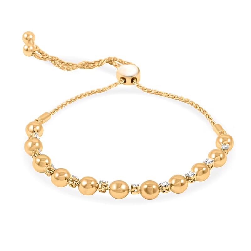GSI Certified Luxuriant Lab Grown Diamond F SI2 0.35 ctw Bolo Bracelet in 24K Yellow Gold Over Sterling Silver (Adjustable)